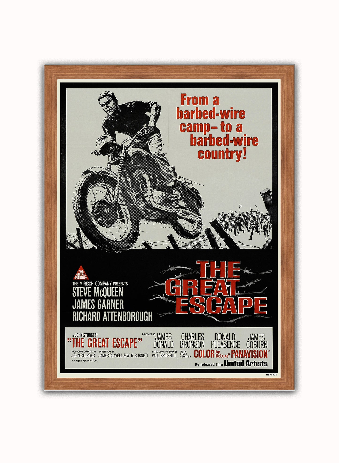 Great escape Steve Mqueen Vintage Poster Wall Art Print 30x40cm Dark Wood