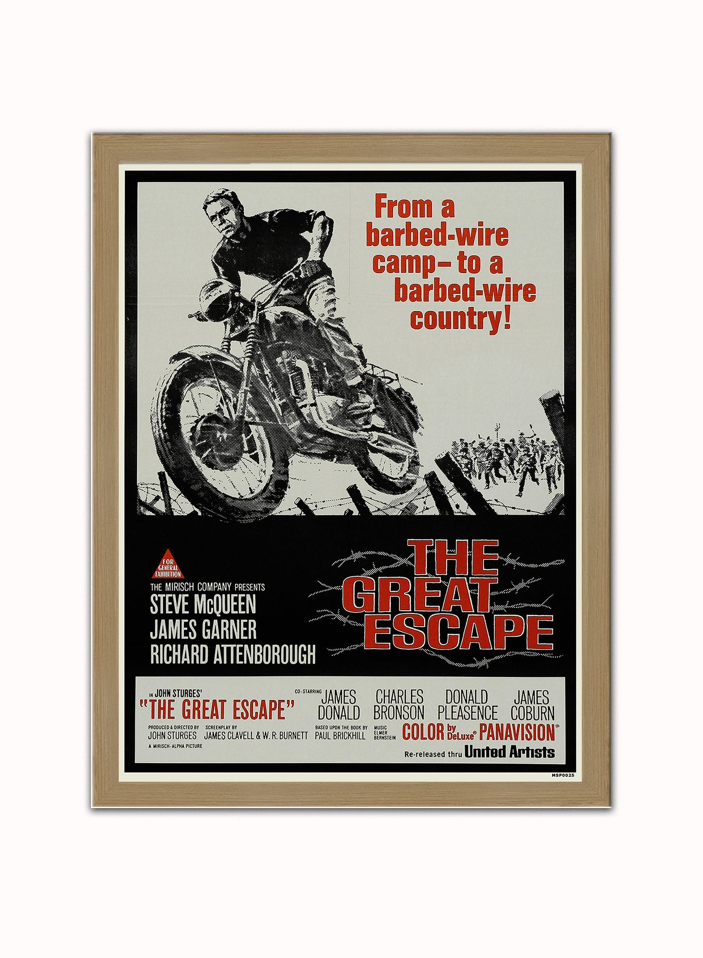 Great escape Steve Mqueen Vintage Poster Wall Art Print 30x40cm Light Wood
