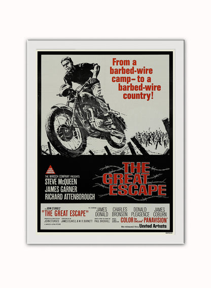 Great escape Steve Mqueen Vintage Poster Wall Art Print 30x40cm White Frame