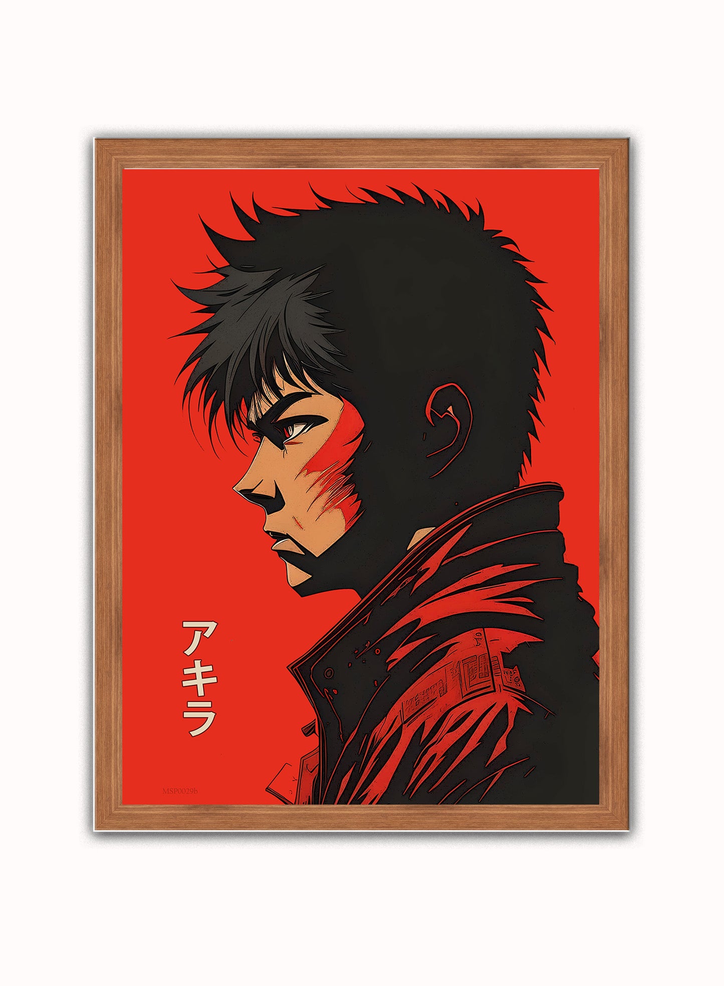 Akira Manga Portrait Vintage Art Wall Art Print 30x40cm Dark Wood