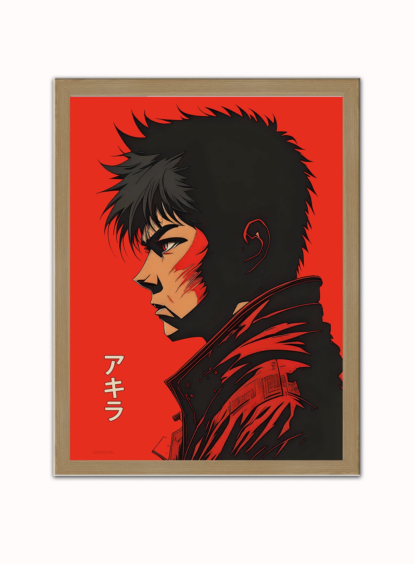 Akira Manga Portrait Vintage Art Wall Art Print 30x40cm Light Wood