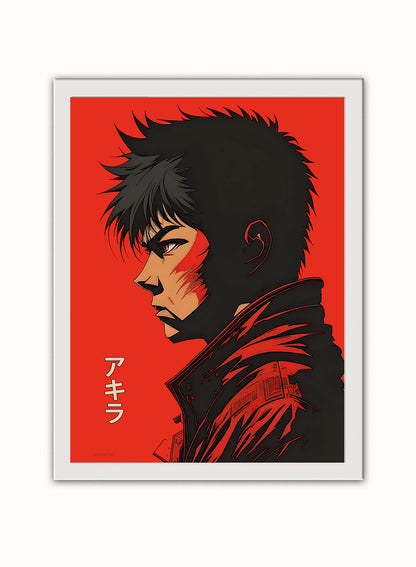 Akira Manga Portrait Vintage Art Wall Art Print 30x40cm White Frame