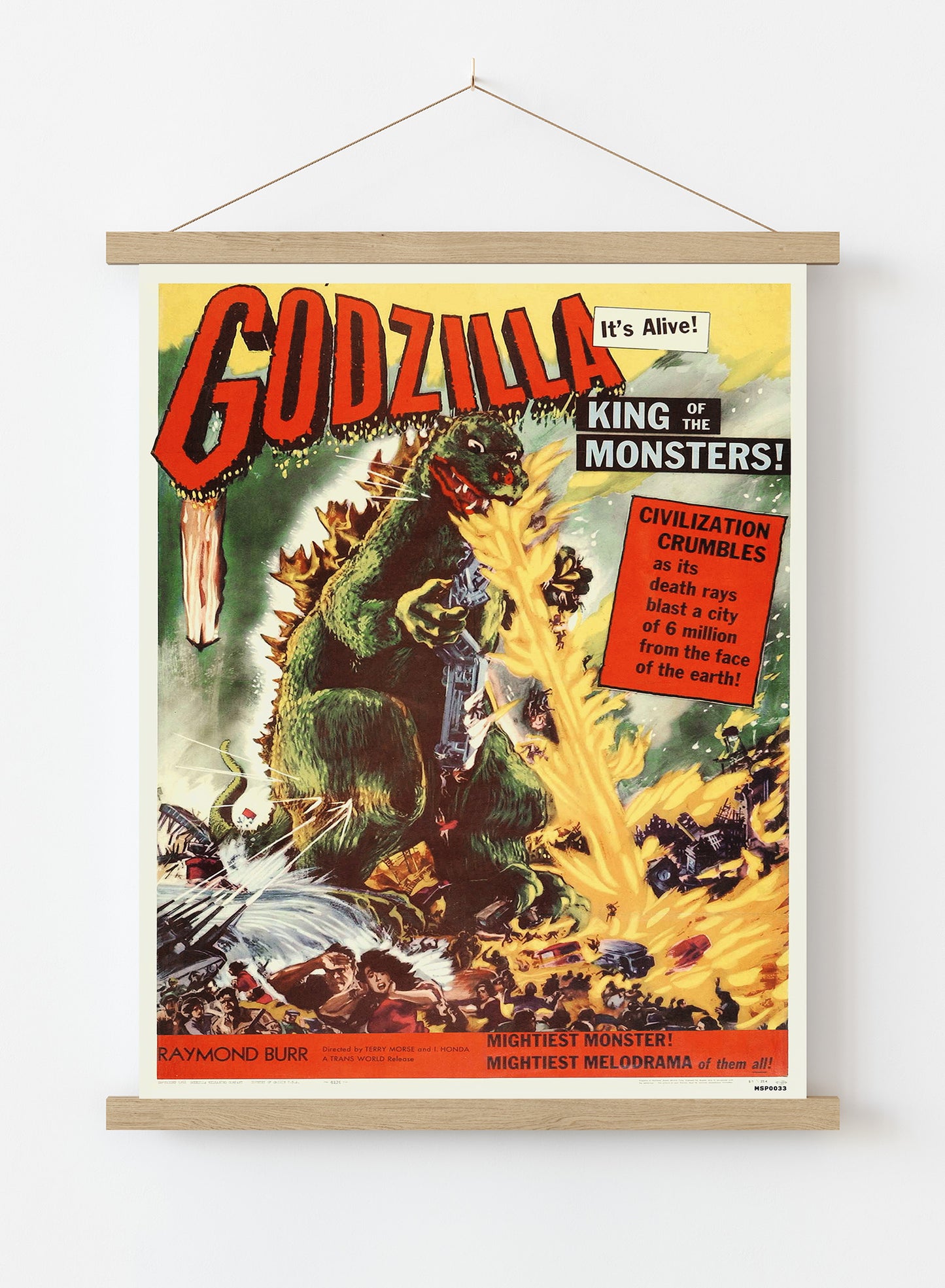 Godzilla Vintage retro Vintage Art Wall Art Print 30x40cm Hanger