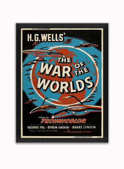 War of the worlds HG wells Movie Poster Art Print Vintage Poster Wall Art Print 30x40cm Black Frame