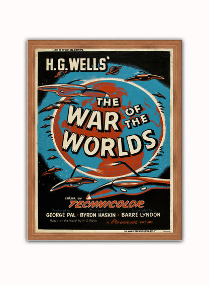 War of the worlds HG wells Movie Poster Art Print Vintage Poster Wall Art Print 30x40cm Dark Wood