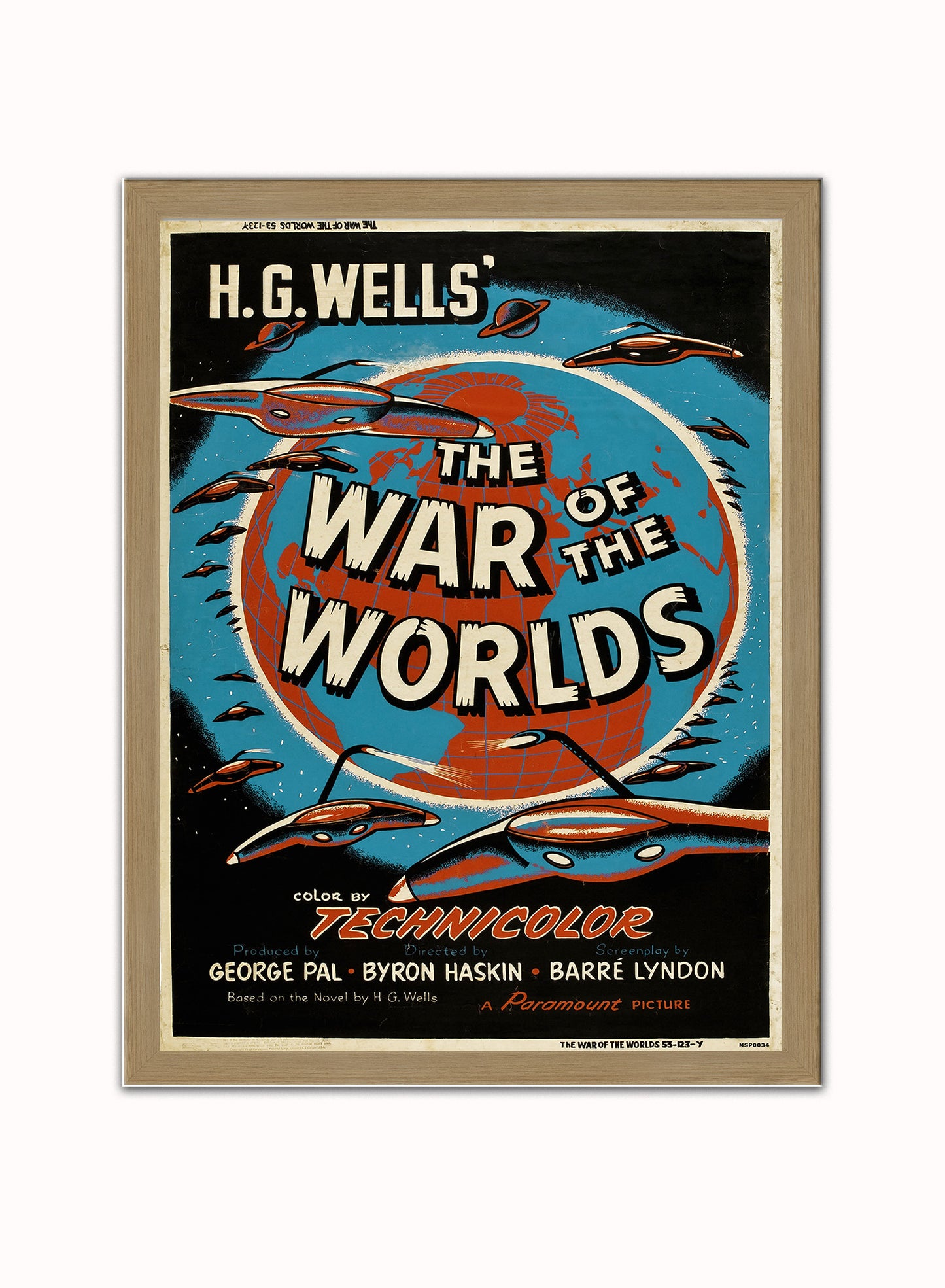 War of the worlds HG wells Movie Poster Art Print Vintage Poster Wall Art Print 30x40cm Light Wood