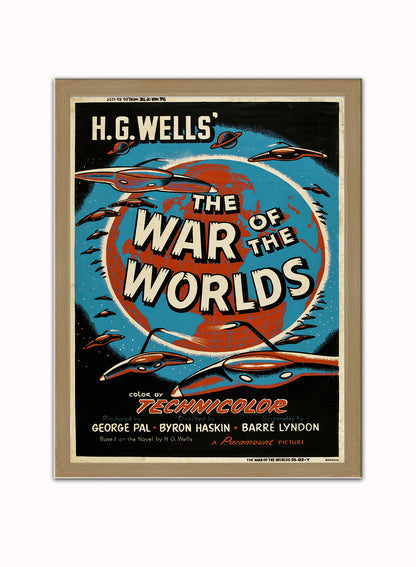 War of the worlds HG wells Movie Poster Art Print Vintage Poster Wall Art Print 30x40cm Light Wood