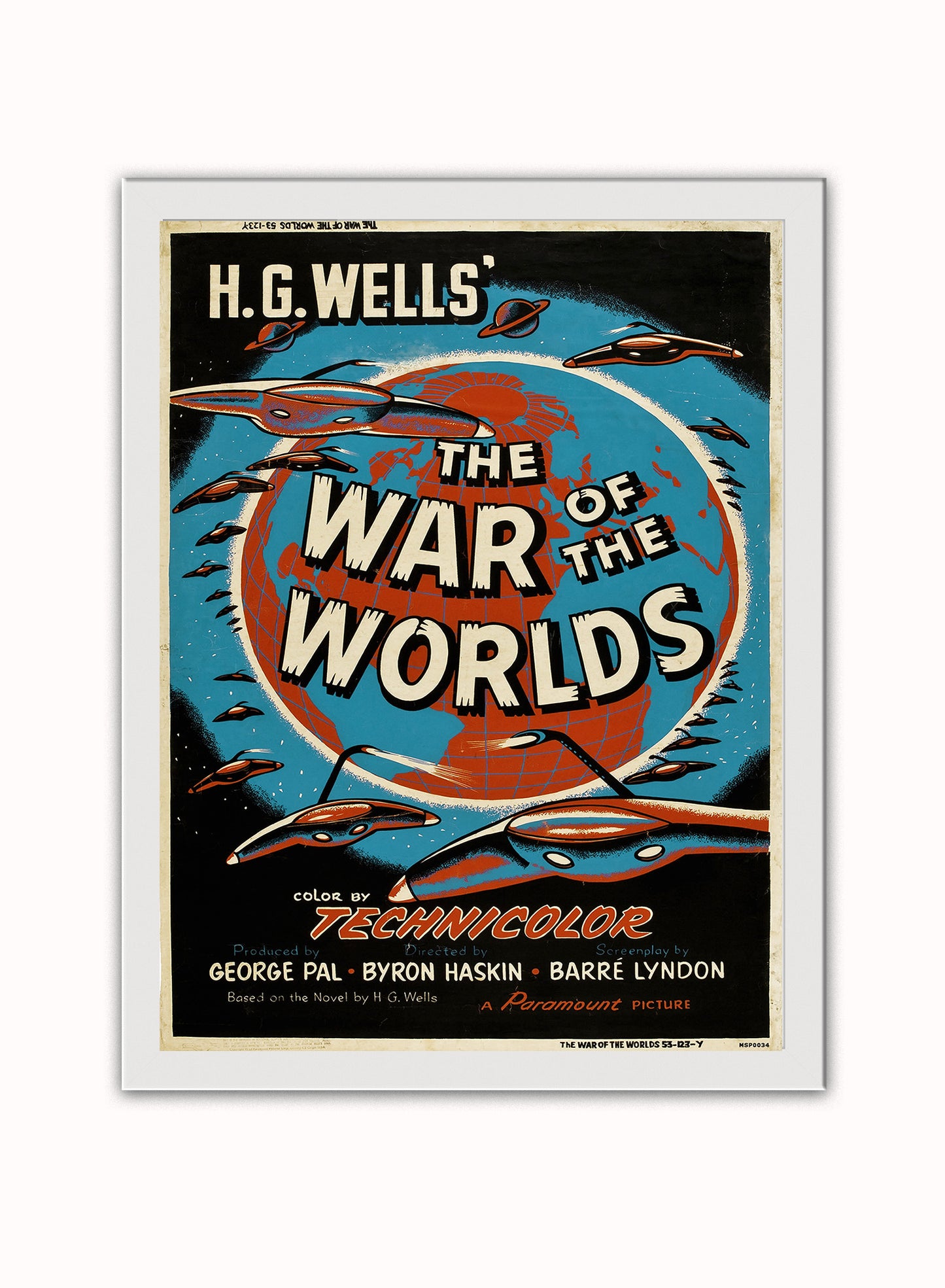 War of the worlds HG wells Movie Poster Art Print Vintage Poster Wall Art Print 30x40cm White Frame