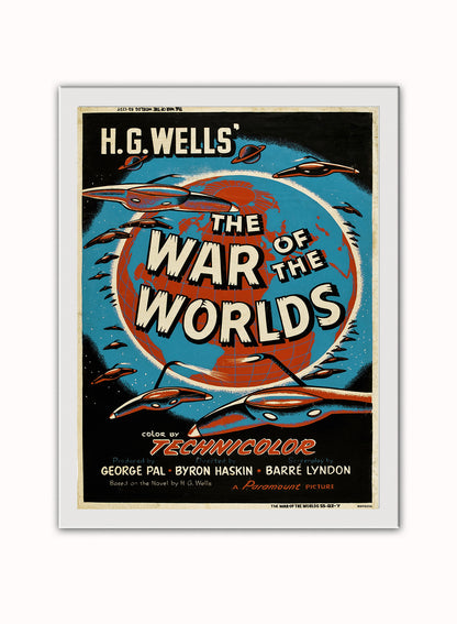 War of the worlds HG wells Movie Poster Art Print Vintage Poster Wall Art Print 30x40cm White Frame