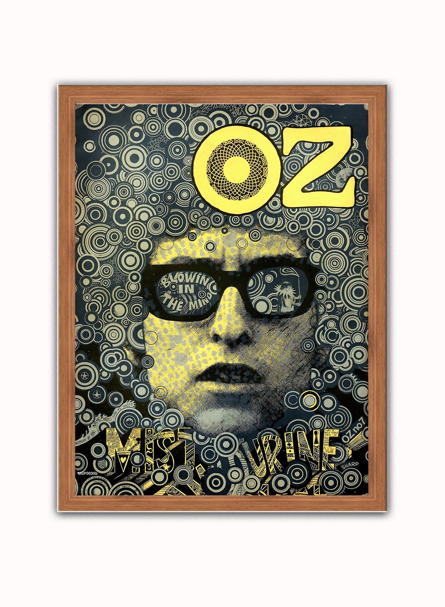 Bob Dylan Oz Vintage Art Wall Art Print 30x40cm Dark Wood