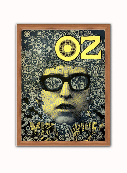 Bob Dylan Oz Vintage Art Wall Art Print 30x40cm Dark Wood