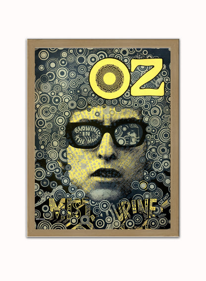 Bob Dylan Oz Vintage Art Wall Art Print 30x40cm Light Wood