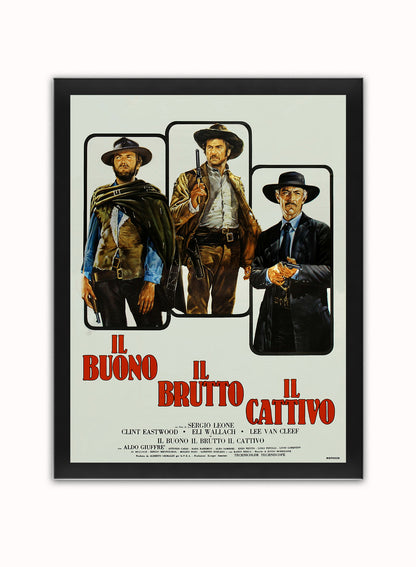 Good the bad and the Ugly Vintage Poster Wall Art Print 30x40cm Black Frame