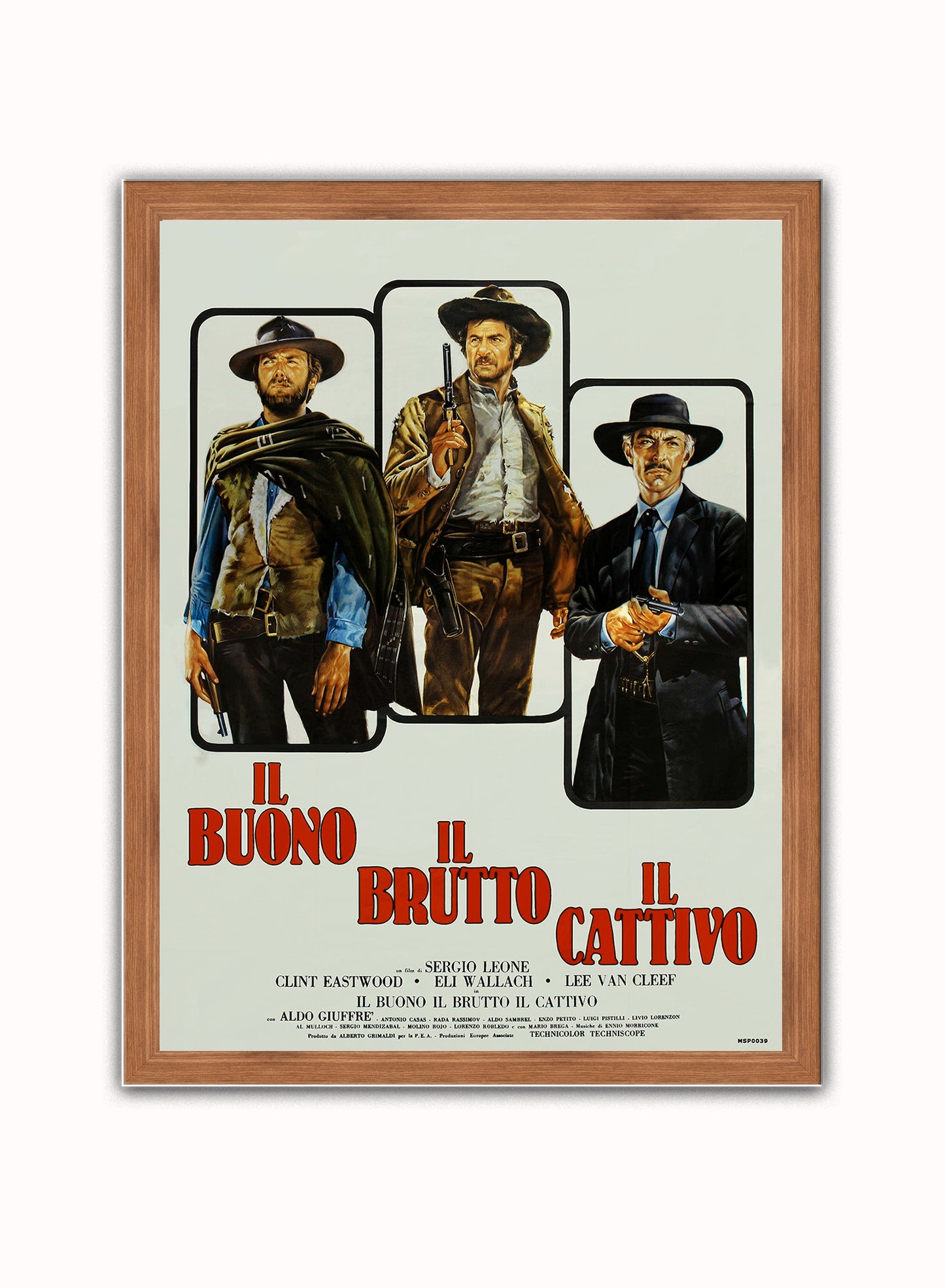 Good the bad and the Ugly Vintage Poster Wall Art Print 30x40cm Dark Wood