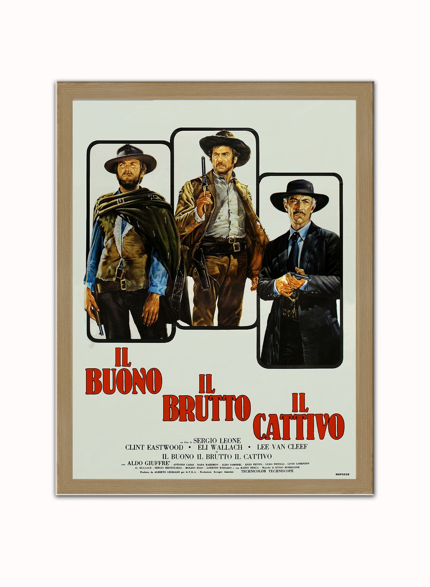 Good the bad and the Ugly Vintage Poster Wall Art Print 30x40cm Light Wood