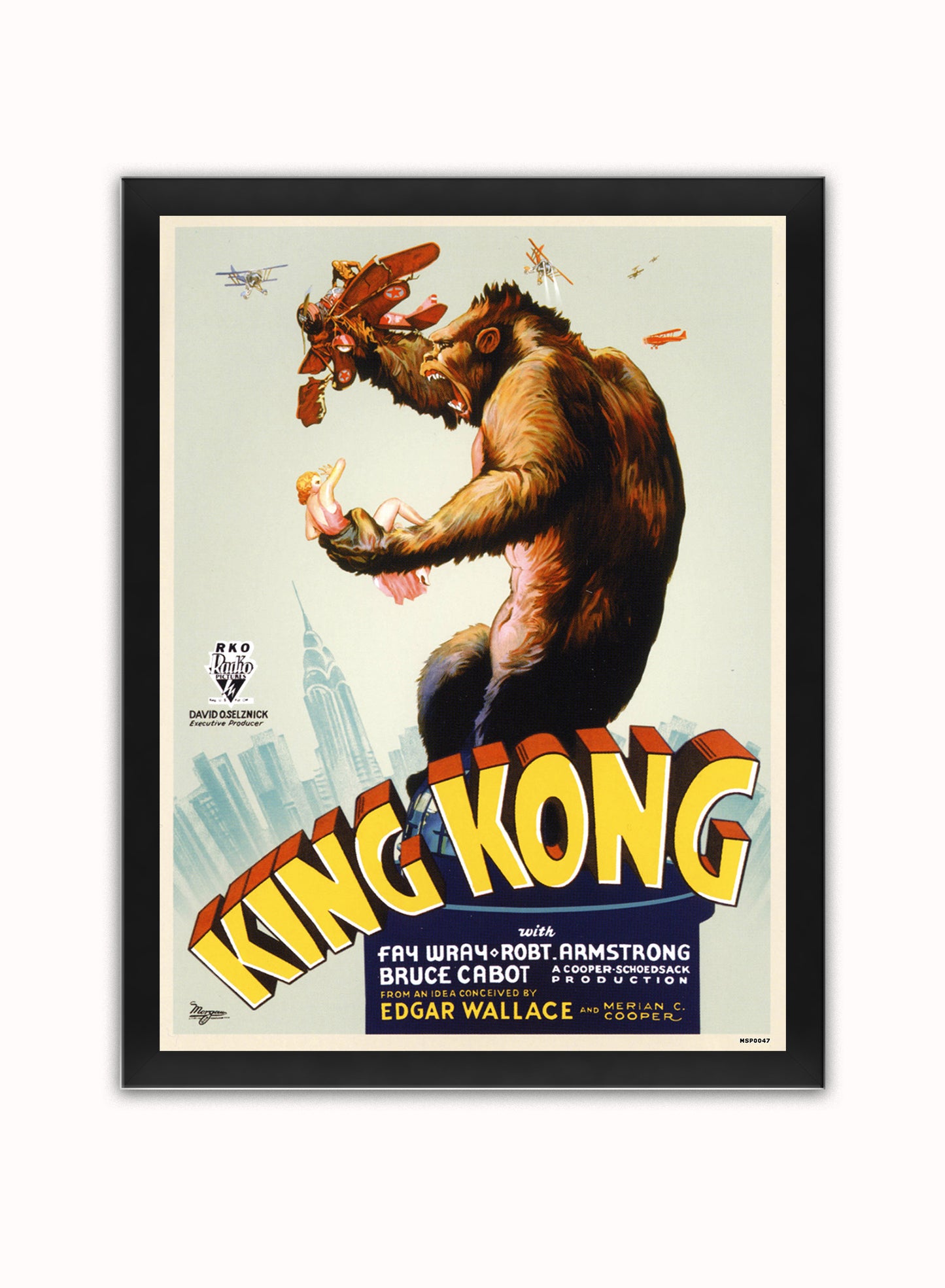 King Kong Retro Vintage Vintage Poster Wall Art Print 30x40cm Black Frame