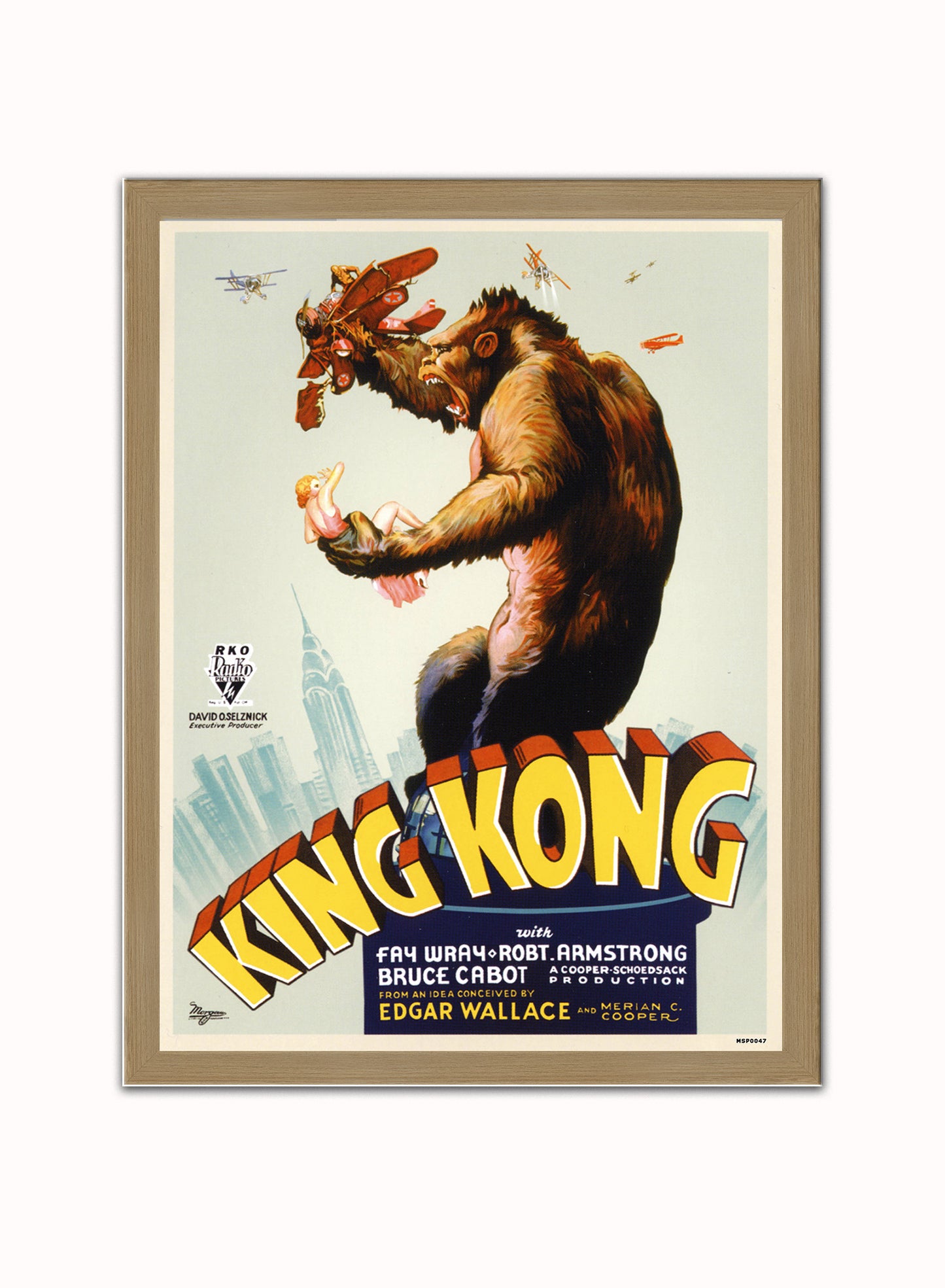 King Kong Retro Vintage Vintage Poster Wall Art Print 30x40cm Light Wood