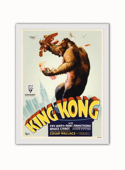 King Kong Retro Vintage Vintage Poster Wall Art Print 30x40cm White Frame