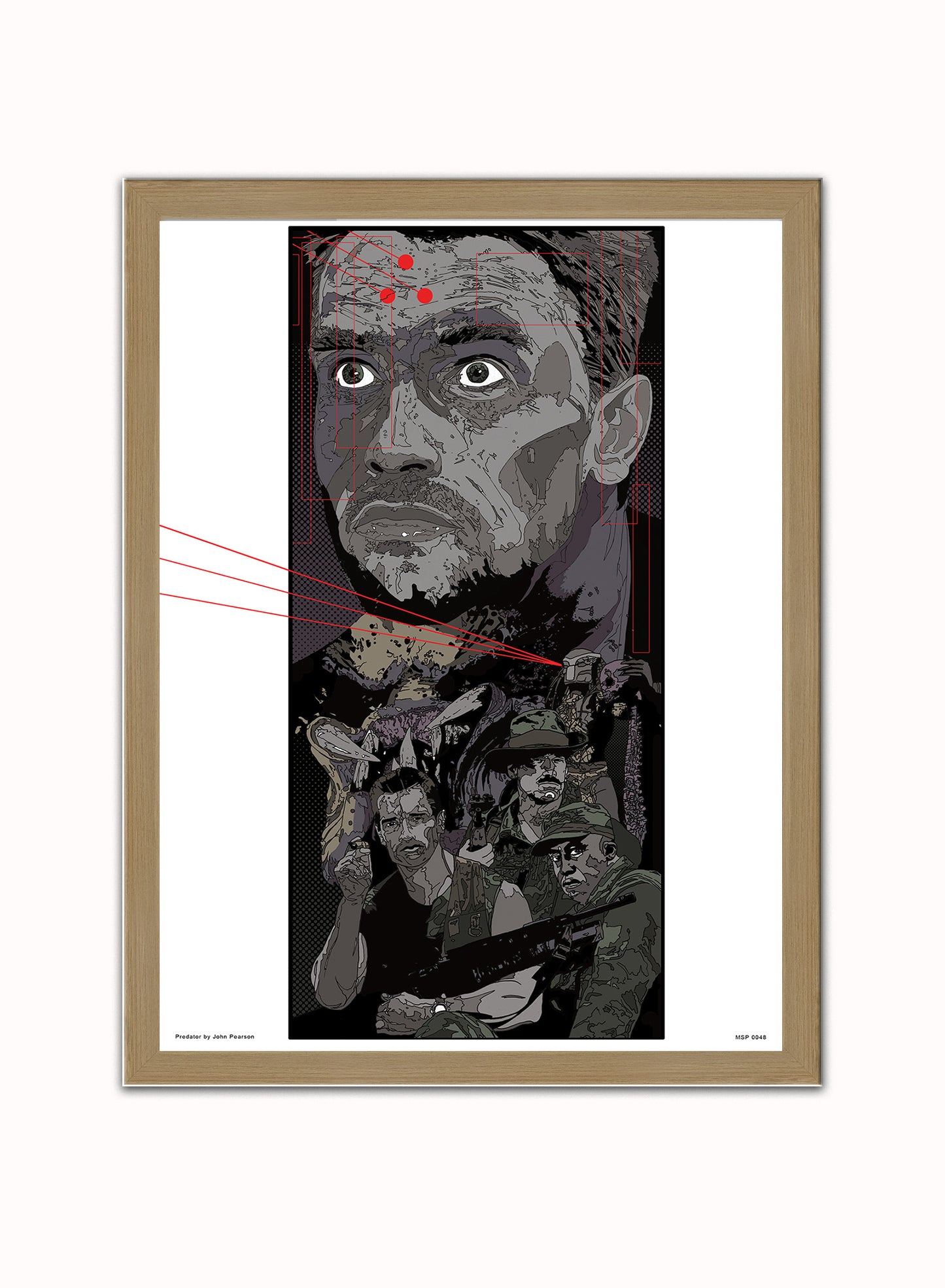 Predator Poster Poster Art Print Vintage Poster Wall Art Print 30x40cm Light Wood