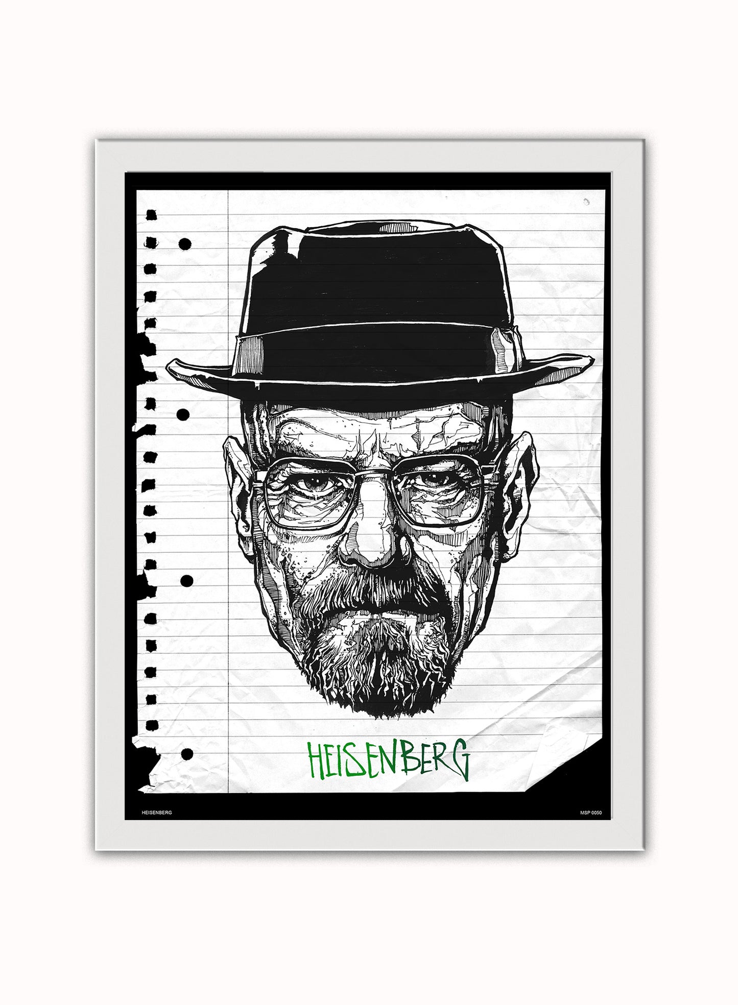 Breaking Bad HEISENBERG Poster Art Print Vintage Poster Wall Art Print 30x40cm White Frame