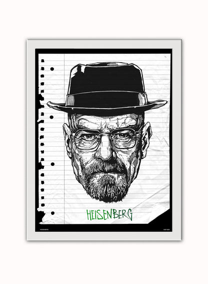 Breaking Bad HEISENBERG Poster Art Print Vintage Poster Wall Art Print 30x40cm White Frame