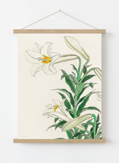 White Lily by Ohara Koson 1900 - 1945 Japenese Poster Art Print Print – Ohara Koson Vintage Poster Wall Art 30x40cm Hanger