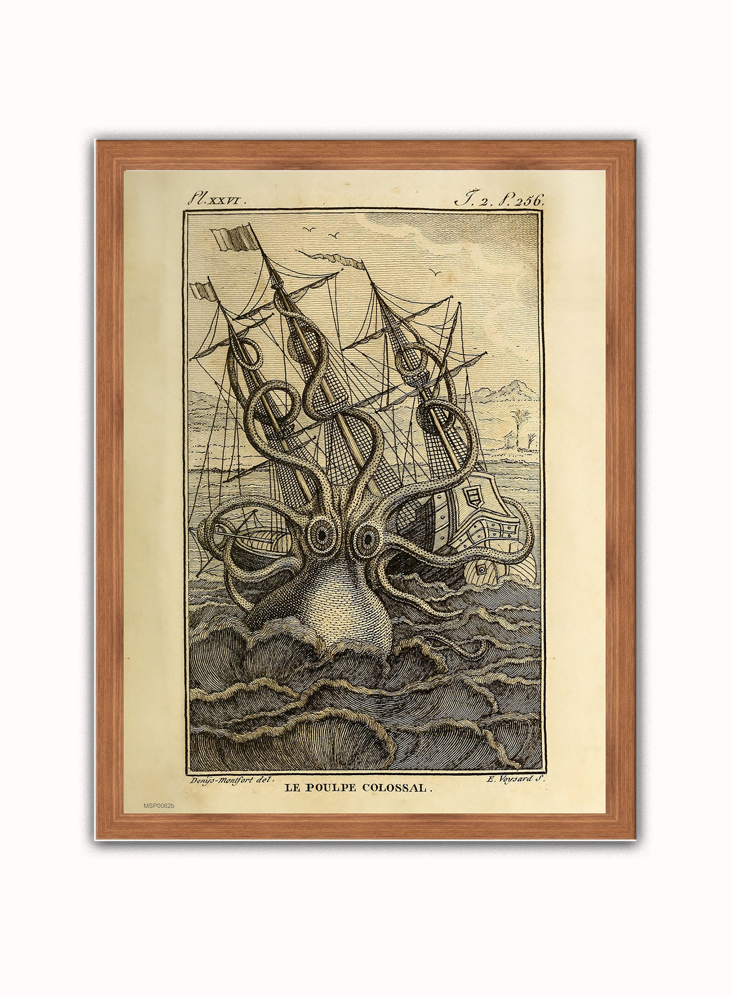 Kraken Cthulhu sea monster Vintage Art Print Vintage Art Wall Art Print 30x40cm Dark Wood