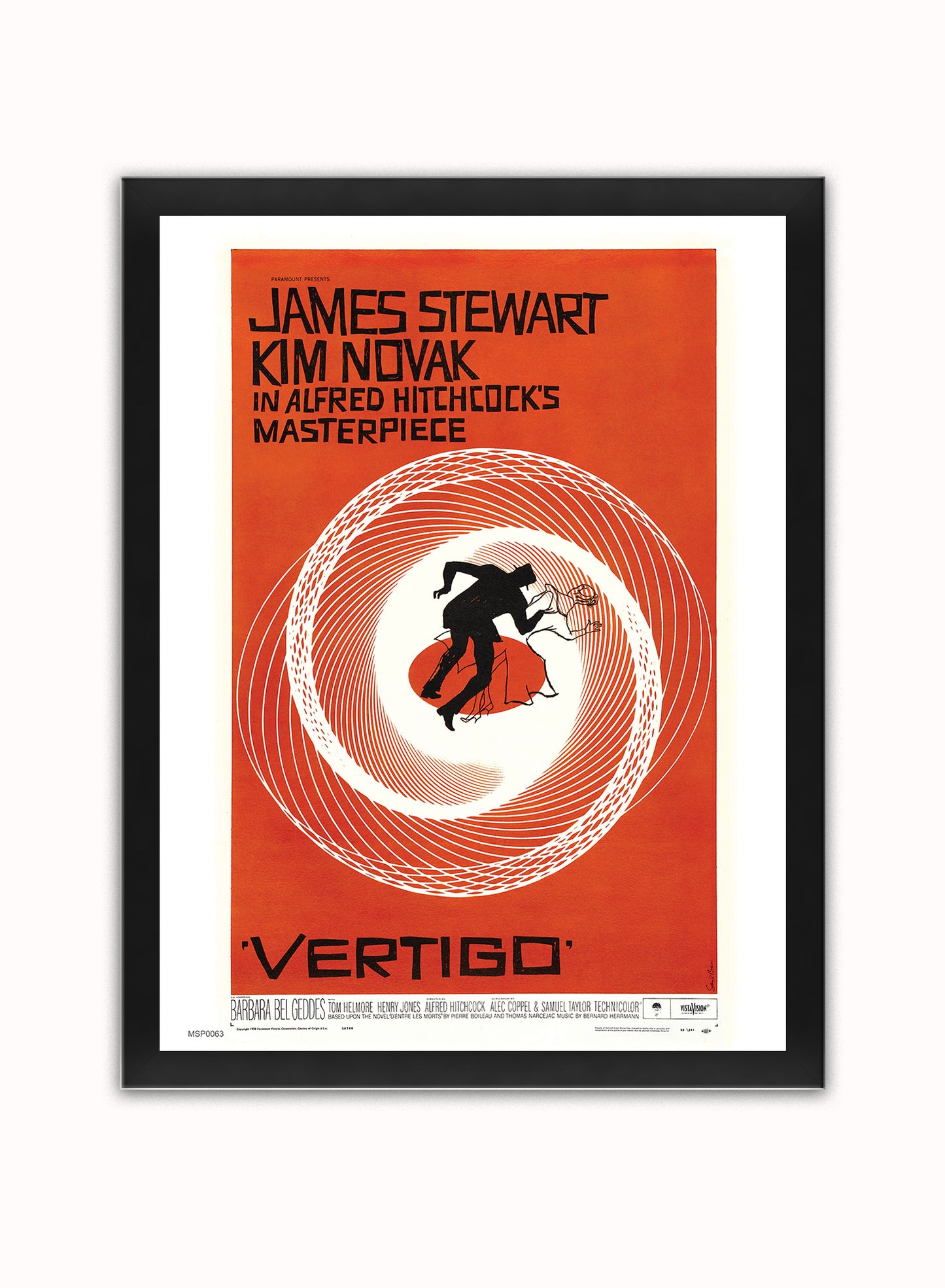 Vertigo Alfred Hitchcok Movie Film Vintage Poster Wall Art Print 30x40cm Black Frame