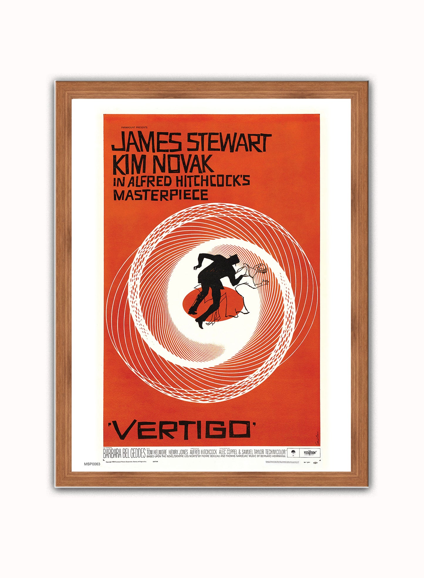 Vertigo Alfred Hitchcok Movie Film Vintage Poster Wall Art Print 30x40cm Dark Wood