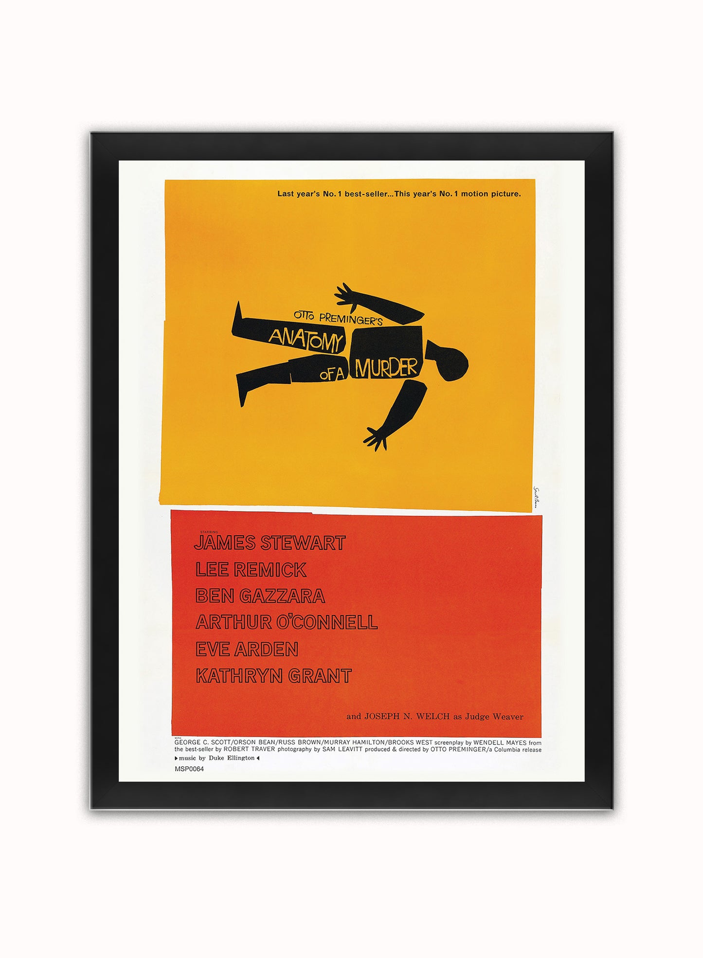 Anatomy of a Murder Alfred Hitchcok Movie Film Vintage Poster Wall Art Print 30x40cm Black Frame