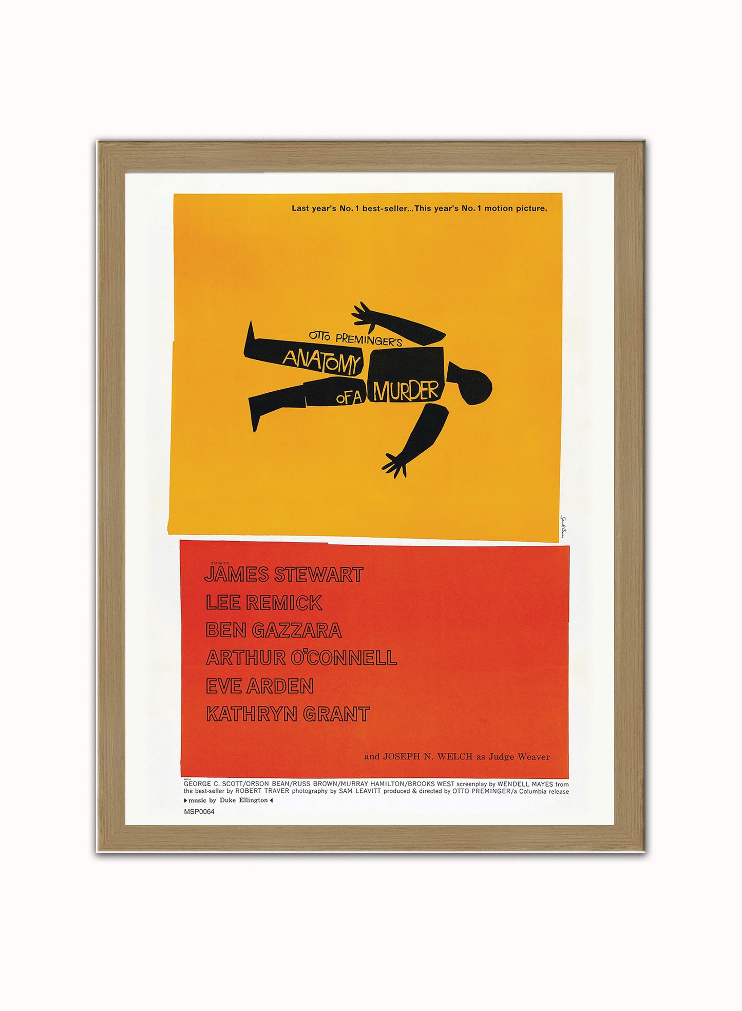 Anatomy of a Murder Alfred Hitchcok Movie Film Vintage Poster Wall Art Print 30x40cm Light Wood
