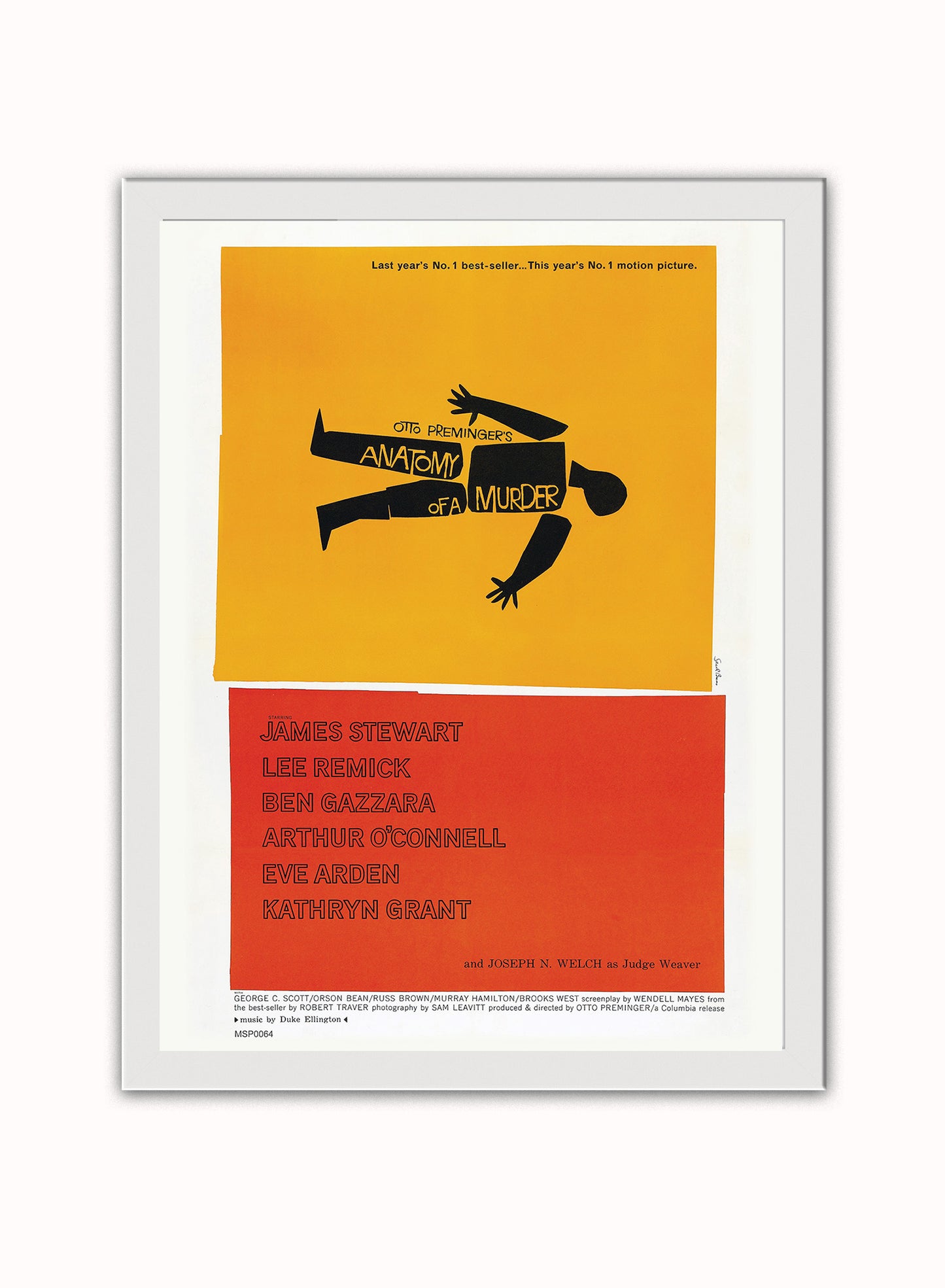 Anatomy of a Murder Alfred Hitchcok Movie Film Vintage Poster Wall Art Print 30x40cm White Frame