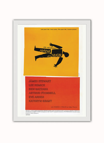 Anatomy of a Murder Alfred Hitchcok Movie Film Vintage Poster Wall Art Print 30x40cm White Frame