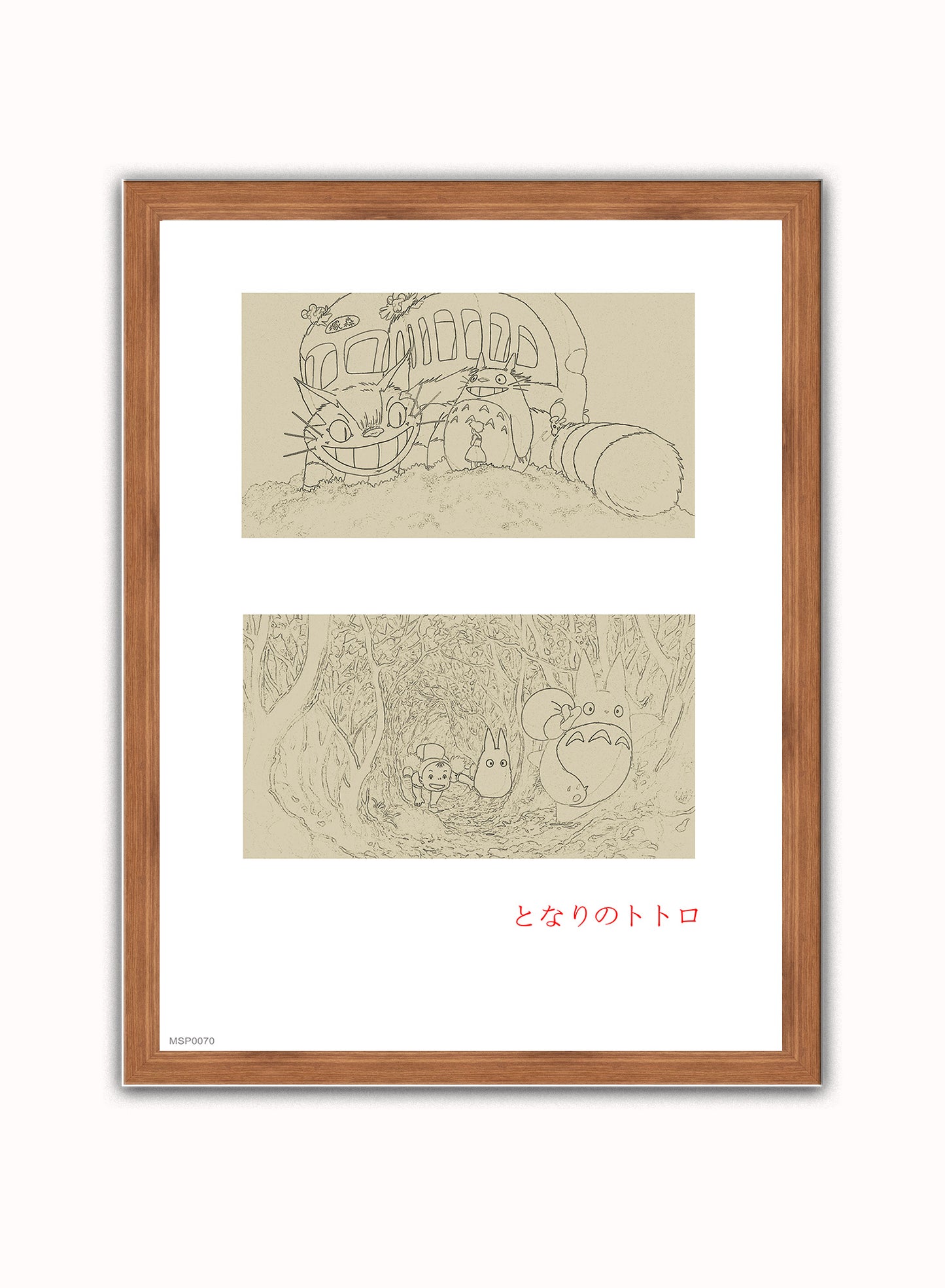 My Neighbour Totoro Studio Ghibli Sketch Art Print Vintage Art Wall Art Print 30x40cm Dark Wood