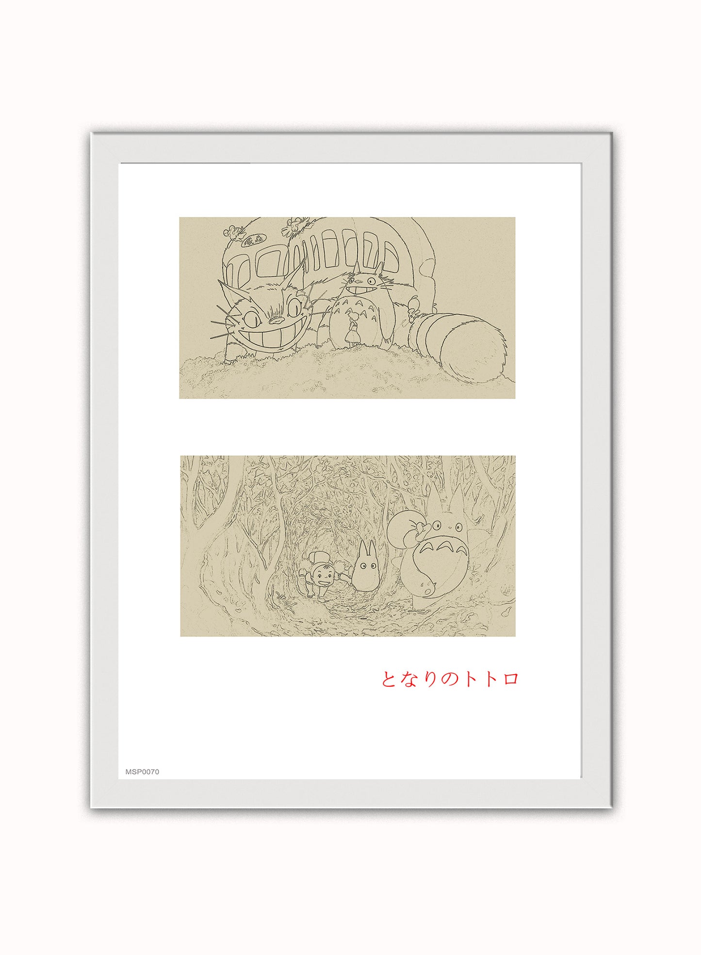 My Neighbour Totoro Studio Ghibli Sketch Art Print Vintage Art Wall Art Print 30x40cm White Frame