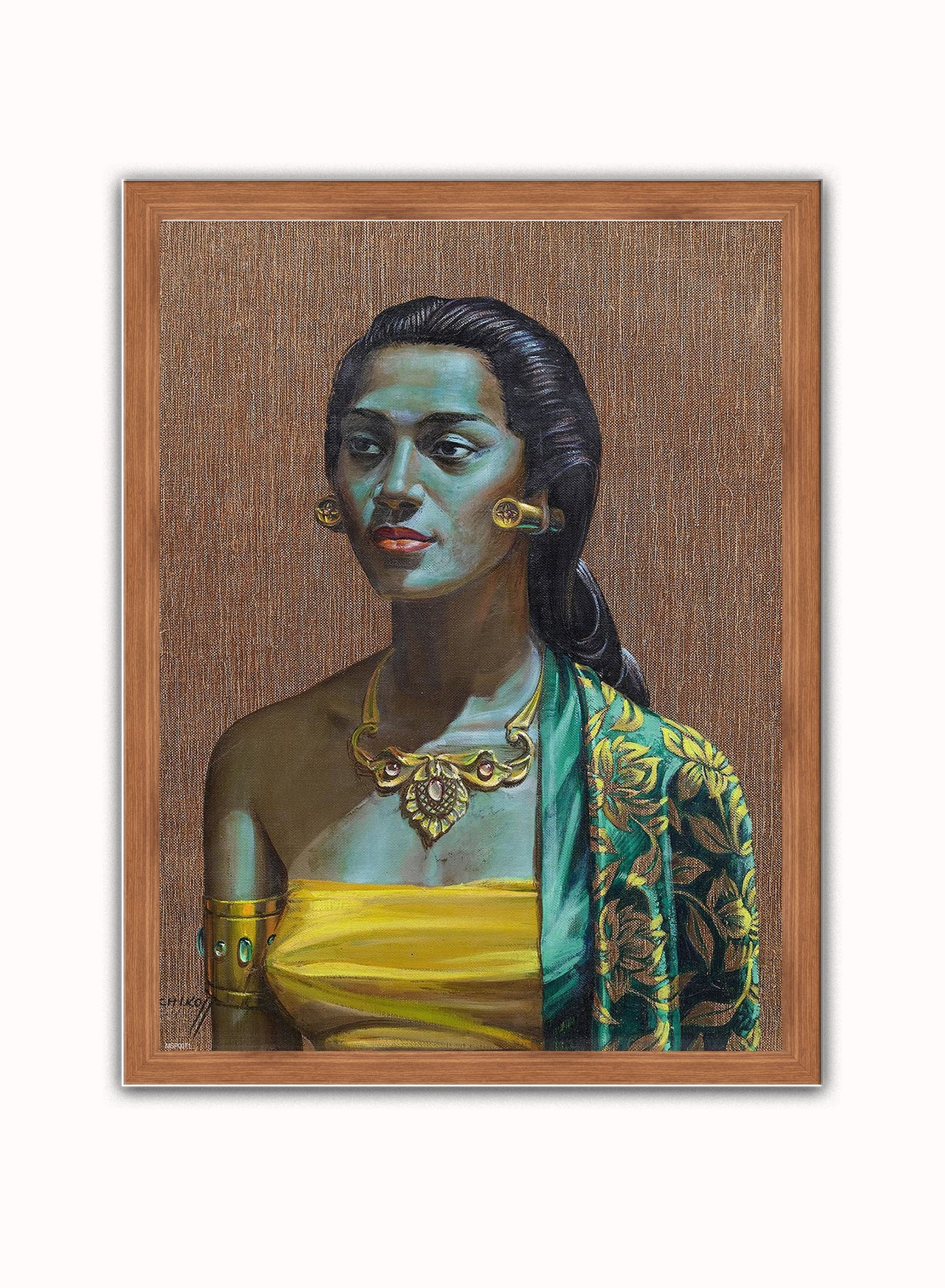 Vladimir Tretchikoff Balinese Girl Vintage Poster Wall Art Print 30x40cm Dark Wood