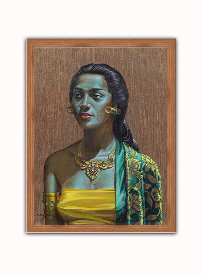 Vladimir Tretchikoff Balinese Girl Vintage Poster Wall Art Print 30x40cm Dark Wood