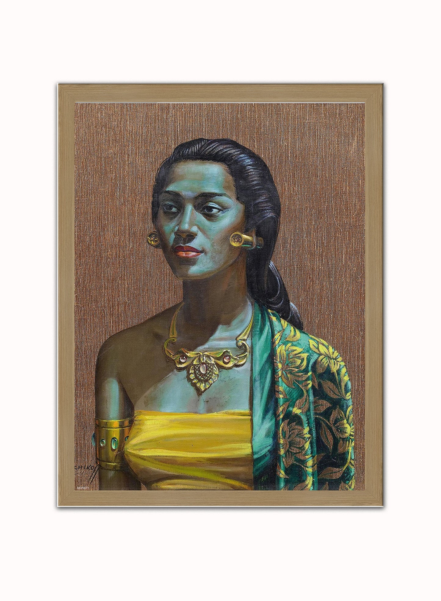 Vladimir Tretchikoff Balinese Girl Vintage Poster Wall Art Print 30x40cm Light Wood