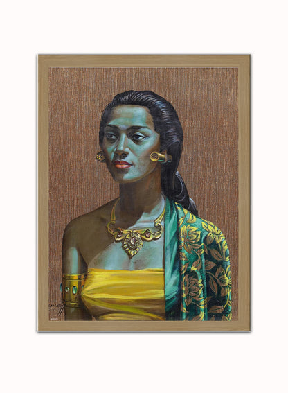 Vladimir Tretchikoff Balinese Girl Vintage Poster Wall Art Print 30x40cm Light Wood