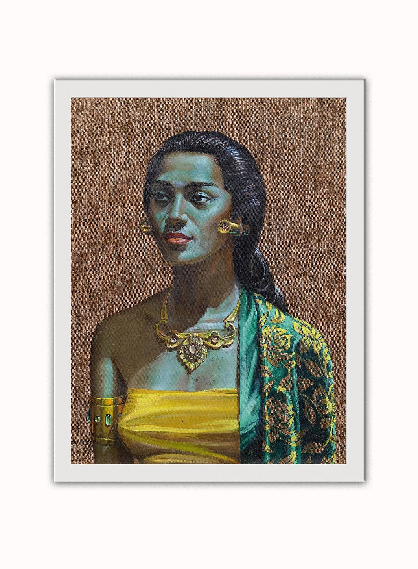 Vladimir Tretchikoff Balinese Girl Vintage Poster Wall Art Print 30x40cm White Frame