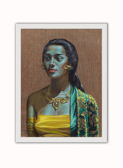Vladimir Tretchikoff Balinese Girl Vintage Poster Wall Art Print 30x40cm White Frame