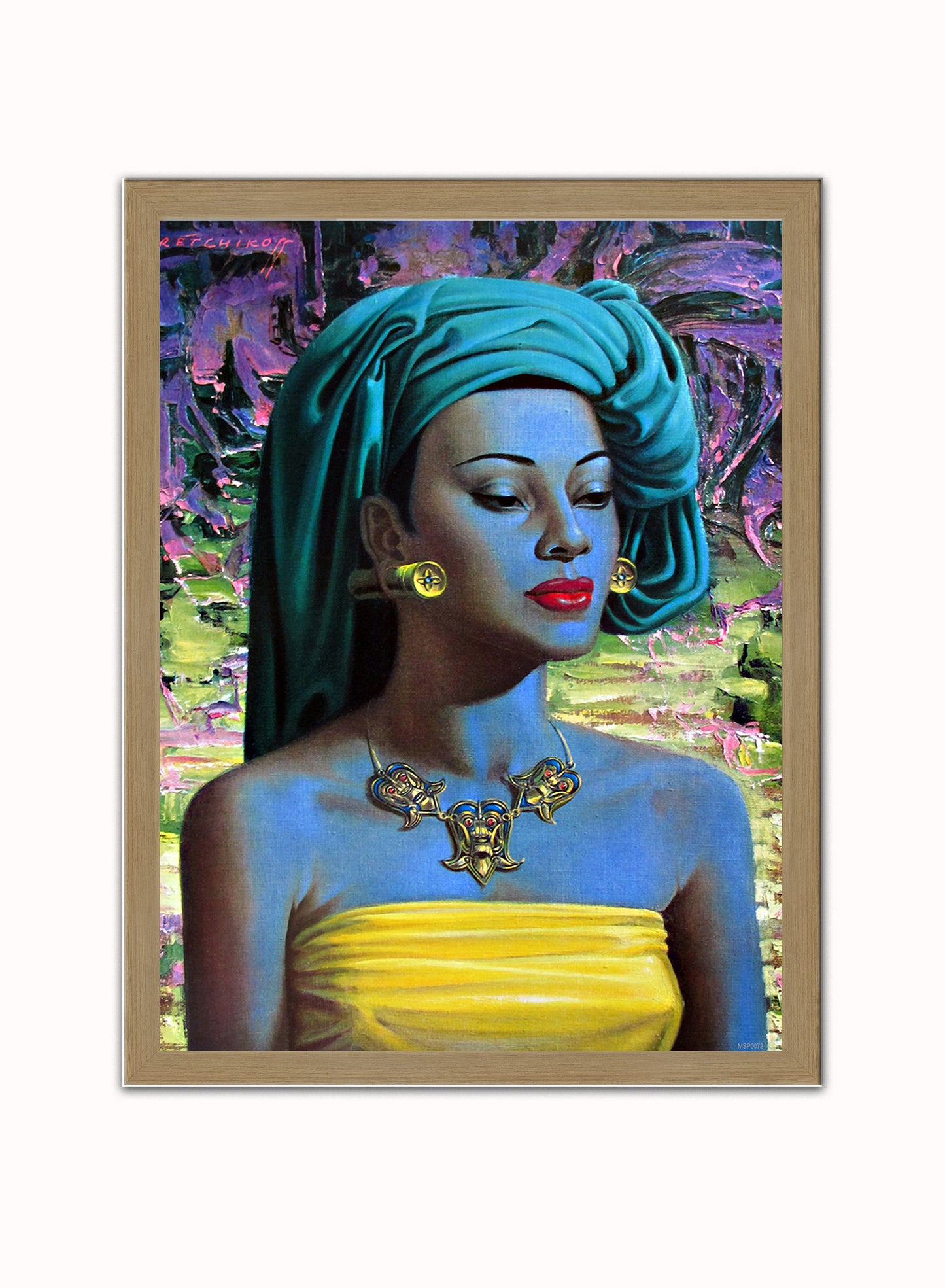 Vladimir Tretchikoff Balinese Lady Vintage Poster Wall Art Print 30x40cm Light Wood