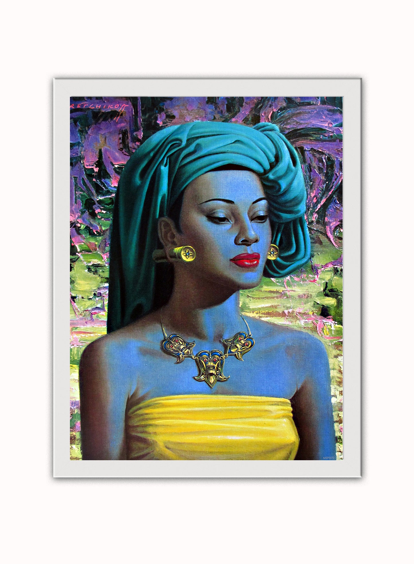 Vladimir Tretchikoff Balinese Lady Vintage Poster Wall Art Print 30x40cm White Frame