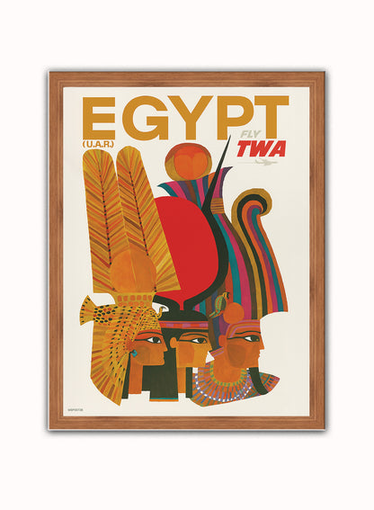 Egypt,Vintage Travel Poster by David Klein Print – David Klein Vintage Poster Wall Art 30x40cm Dark Wood