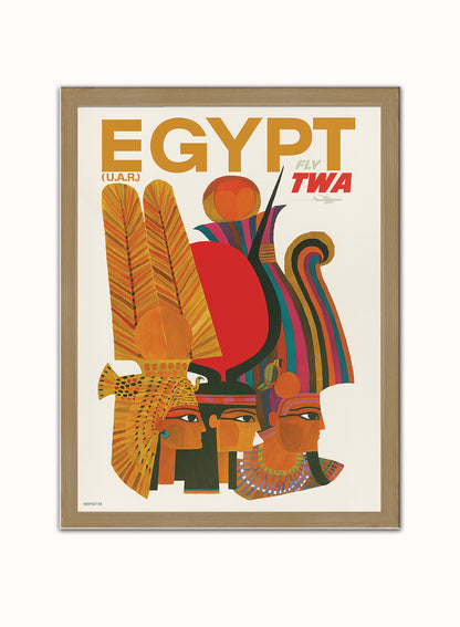 Egypt,Vintage Travel Poster by David Klein Print – David Klein Vintage Poster Wall Art 30x40cm Light Wood