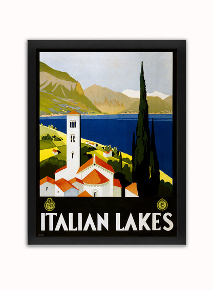 Italian Lakes Vintage Poster Wall Art Print 30x40cm Black Frame