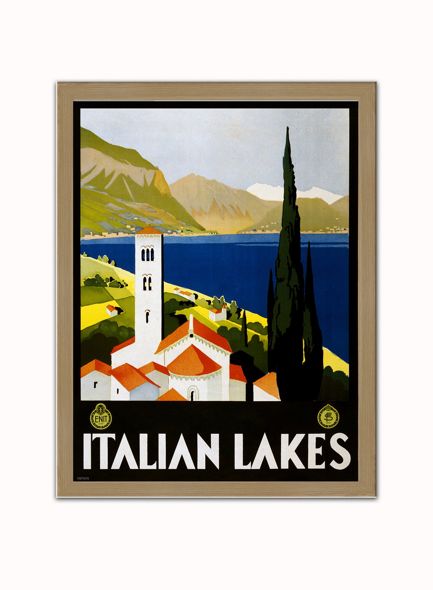 Italian Lakes Vintage Poster Wall Art Print 30x40cm Light Wood