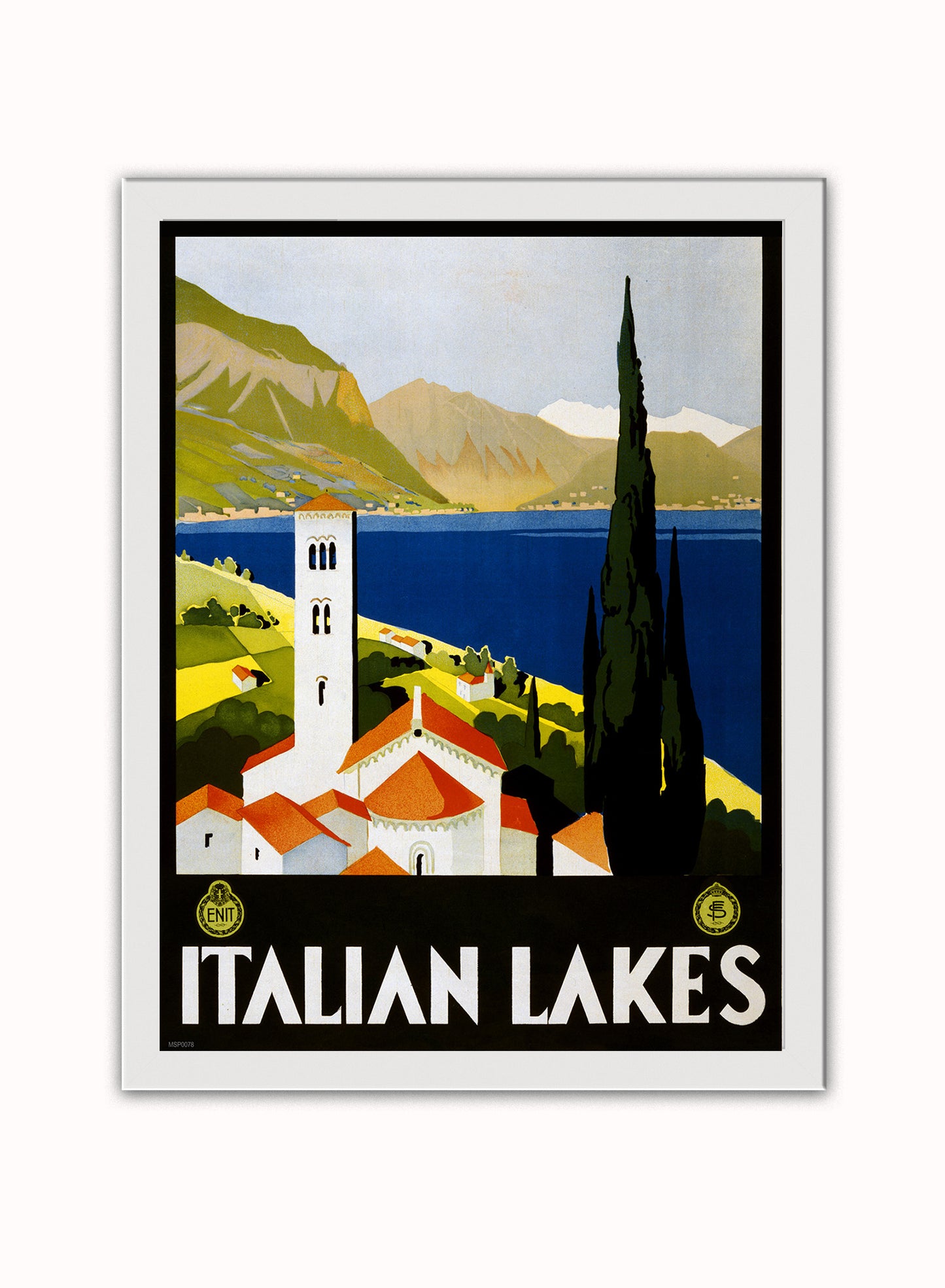 Italian Lakes Vintage Poster Wall Art Print 30x40cm White Frame