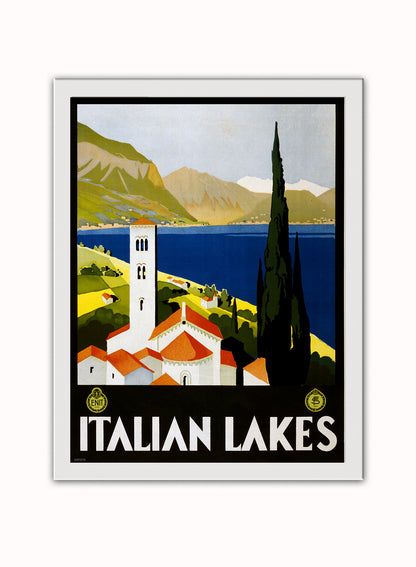 Italian Lakes Vintage Poster Wall Art Print 30x40cm White Frame