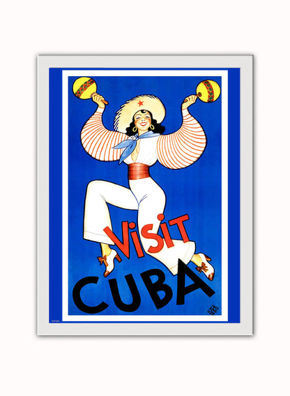 Visit Cuba Vintage Poster Wall Art Print 30x40cm White Frame